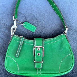 **Genuine** Vintage Coach Green Leather Satchel Purse